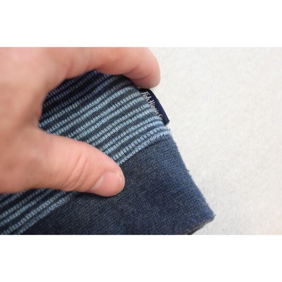 Fish Hippie 1/4 Zip Sweater Casual Blue Striped Pullover Mens Sz XL - Picture 8 of 9